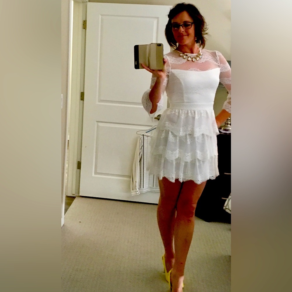 Stunning Bebe white lace dress